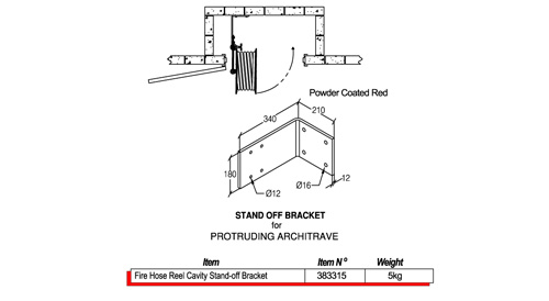 Fire Hose Reel Cavity Standoff Bracket - Galvin Concrete